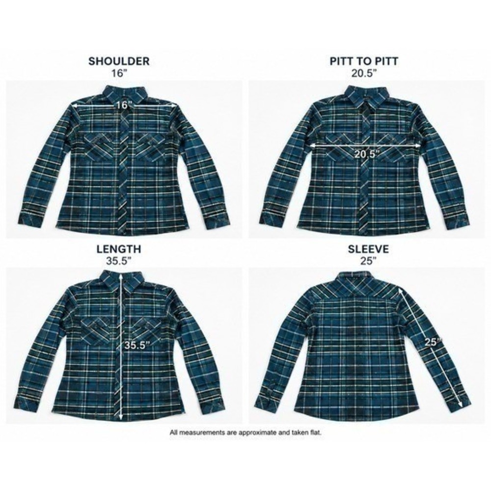 KÜHL Women's M Style 8346 Teal Blue Plaid Flannel Button Up Shirt Outdoor Hiking - Picture 10 of 10
